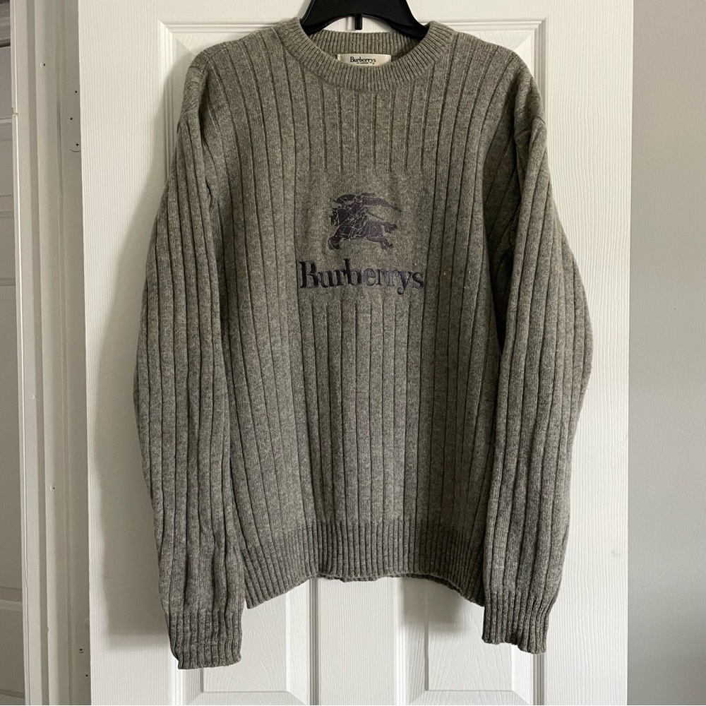 Vintage Burberrys of London - Gray Cable Knit Sweater